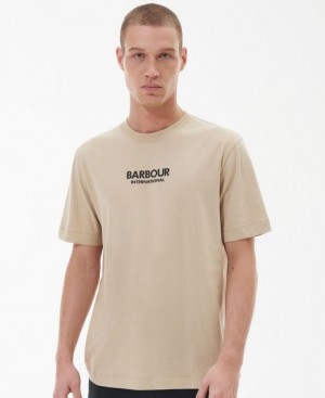 Beige Men Barbour International Formula T-Shirts | US-8147SOAWR