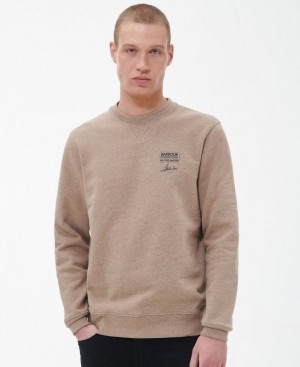 Beige Men Barbour International Watch Crew Neck Sweatshirt | US-0615XSIPT