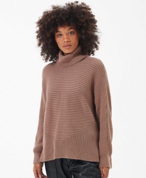 Beige Women Barbour International Boulevard Knitted Sweater | US-4185XOLDG