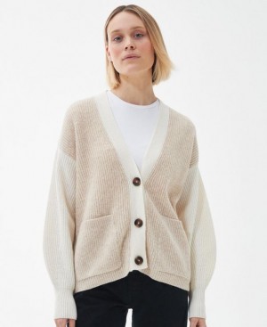 Beige / Cream Women Barbour Alexandria Cardigan | US-7263CJVGS