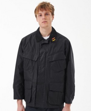 Black Men Barbour 4-Pocket Utility Waxed Jacket | US-4325CQALP