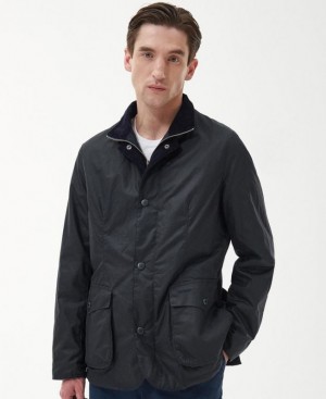 Black Men Barbour Compton Waxed Jacket | US-8741COSPU