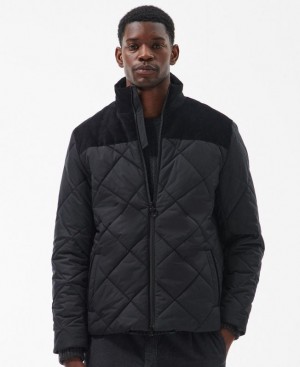 Black Men Barbour Elmwood Quilted Jacket | US-3612DVMWC