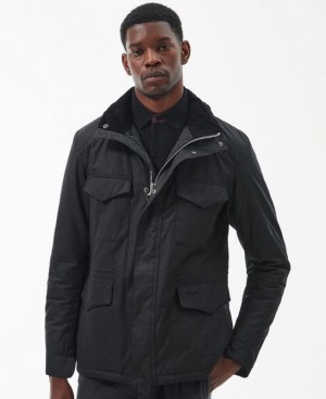 Black Men Barbour Emble Waxed Jacket | US-6375RVGSJ