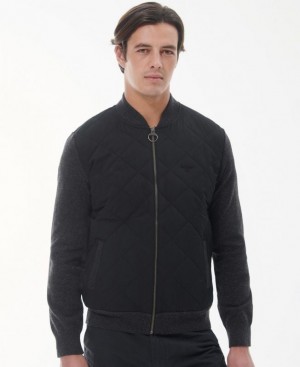 Black Men Barbour Essential Quilted Zip-Thru Fleece | US-5946MVHLB