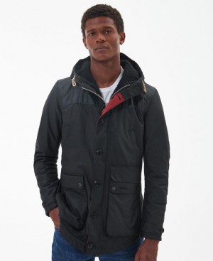 Black Men Barbour Game Parka Wax Waxed Jacket | US-4156ARQPO