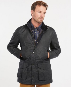 Black Men Barbour Hereford Waxed Jacket | US-7619FBIGK