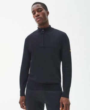 Black Men Barbour International Cotton Half Zip Sweater | US-3248HBPTY