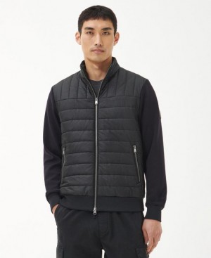 Black Men Barbour International Counter Sweater Quilted Jacket | US-4263RJUQB