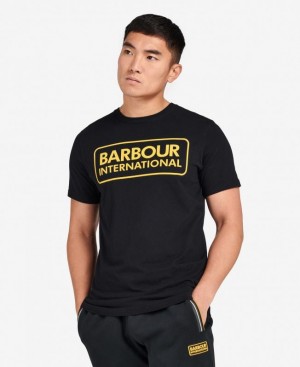 Black Men Barbour International Essential Large Logo T-Shirts | US-0637XDGBA