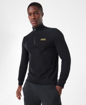 Black Men Barbour International Essential Half Zip Sweatshirt | US-2847HMCXB