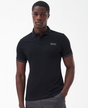 Black Men Barbour International Essential Tipped Polo Shirt | US-1207IYOEW