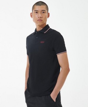 Black Men Barbour International Event Multi Tipped Polo Shirt | US-6293MPCXY