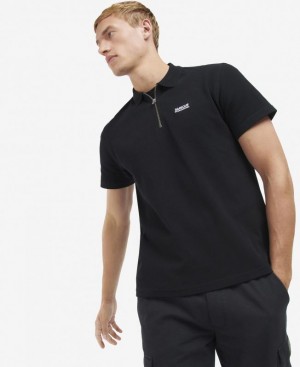 Black Men Barbour International Gauge Zip Polo Shirt | US-3764CPWJN