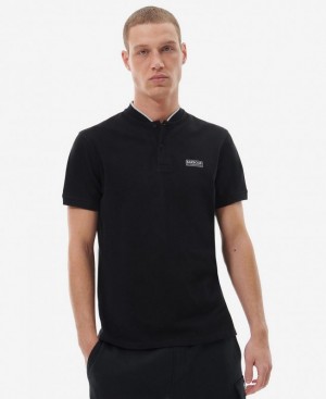 Black Men Barbour International Lewis Sports Polo Shirt | US-4913JQZMK