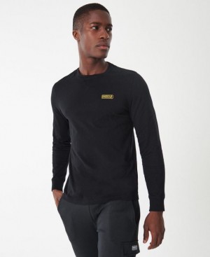 Black Men Barbour International Long Sleeved Logo T-Shirts | US-8371JMPWL