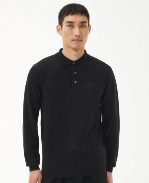 Black Men Barbour International Merino Polo Shirt | US-9518ZSCGI