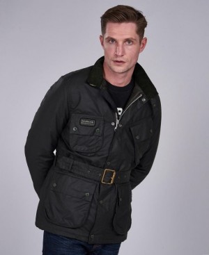 Black Men Barbour International SL International Waxed Jacket | US-9704PLFKD