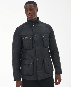 Black Men Barbour International Winter Lockseam Waxed Jacket | US-3756WHRJL