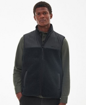 Black Men Barbour Newlan Fleece Vest | US-2183QXHAC