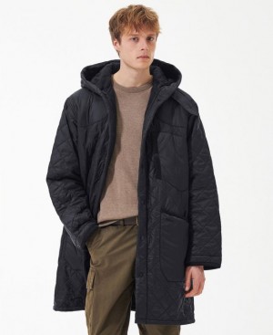 Black Men Barbour Overnight Polar Quilted Parka Jacket | US-2478ZICFG