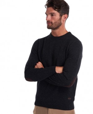 Black Men Barbour Patch Crew Neck Sweater | US-9142PFSNC