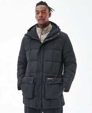 Black Men Barbour Snowfell Quilted Jacket | US-2681WSBRM