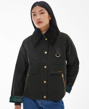 Black Women Barbour Catton Spey Waxed Jacket | US-1049XHMLR