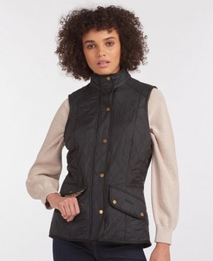 Black Women Barbour Cavalry Vest | US-8370MOPCD