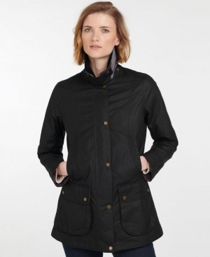 Black Women Barbour Fiddich Waxed Jacket | US-0349PEDTY