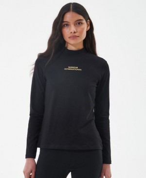 Black Women Barbour International Benson T-Shirts | US-4539IOLEN