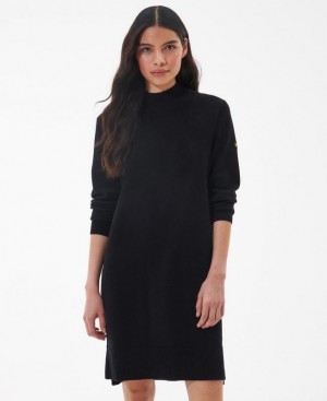 Black Women Barbour International Boulmer Knitted Dress | US-1590HVKYR