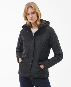 Black Women Barbour Millfire Quilted Jacket | US-3604ZNGTC