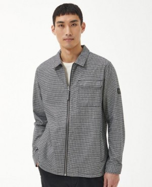 Black / White Men Barbour International Ring Tailored Overshirt | US-6012CDXKE