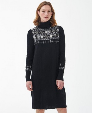 Black / White Women Barbour Herring Knitted Dress | US-7035WKRAI