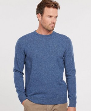 Blue Men Barbour Essential Lambswool Crew Neck Sweatshirt | US-0756VXKWF