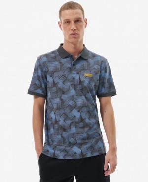 Blue / Black Men Barbour International Jasper Polo Shirt | US-7053OPECL