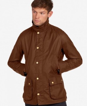 Brown Men Barbour Ashby Waxed Jacket | US-3721YDOPS