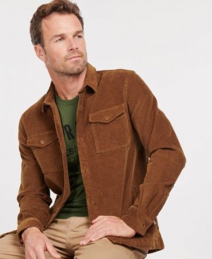 Brown Men Barbour Cord Overshirt | US-6803SHKNA