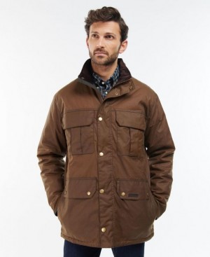 Brown Men Barbour Malcolm Waxed Jacket | US-0423FZEXV