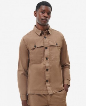 Brown Men Barbour Sidlaw Overshirt | US-4157TDKYV