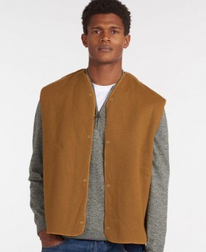 Brown Men Barbour Warm Pile Lining Vest | US-9376TFSDR