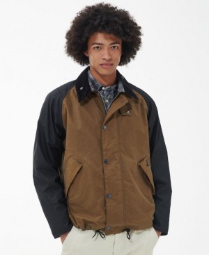 Brown / Black Men Barbour Beacon Scoter Waxed Jacket | US-3425UIOMJ