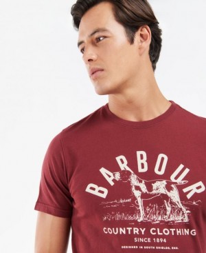 Burgundy Men Barbour Country Clothing T-Shirts | US-7851LBWZJ