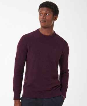 Burgundy Men Barbour Essential Tisbury Crew-Neck Sweatshirt | US-5693XDKYW