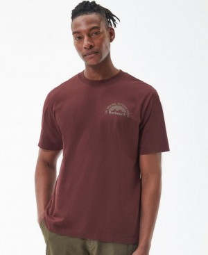 Burgundy Men Barbour Haydock T-Shirts | US-6034KVPLA