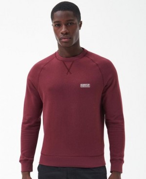 Burgundy Men Barbour International Essential Crew Sweatshirt | US-9237HWTNF