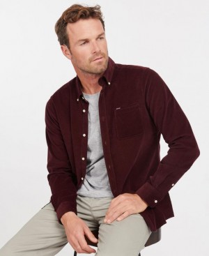 Burgundy Men Barbour Ramsey Tailored Shirts | US-3782SMZIT