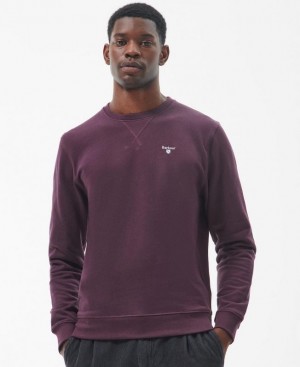 Burgundy Men Barbour Ridsdale Crew-Neck Sweatshirt | US-9537UKRFI