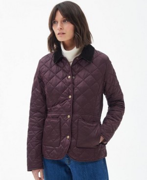 Burgundy Women Barbour Deveron Quilted Jacket | US-4096PWGHU